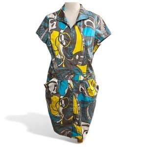 Lafayette 148 New York dress Y2K geometric print